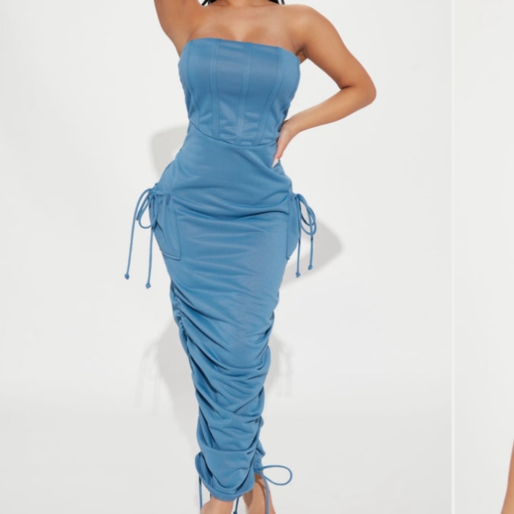 Fashion Nova Strapless Blue Dress